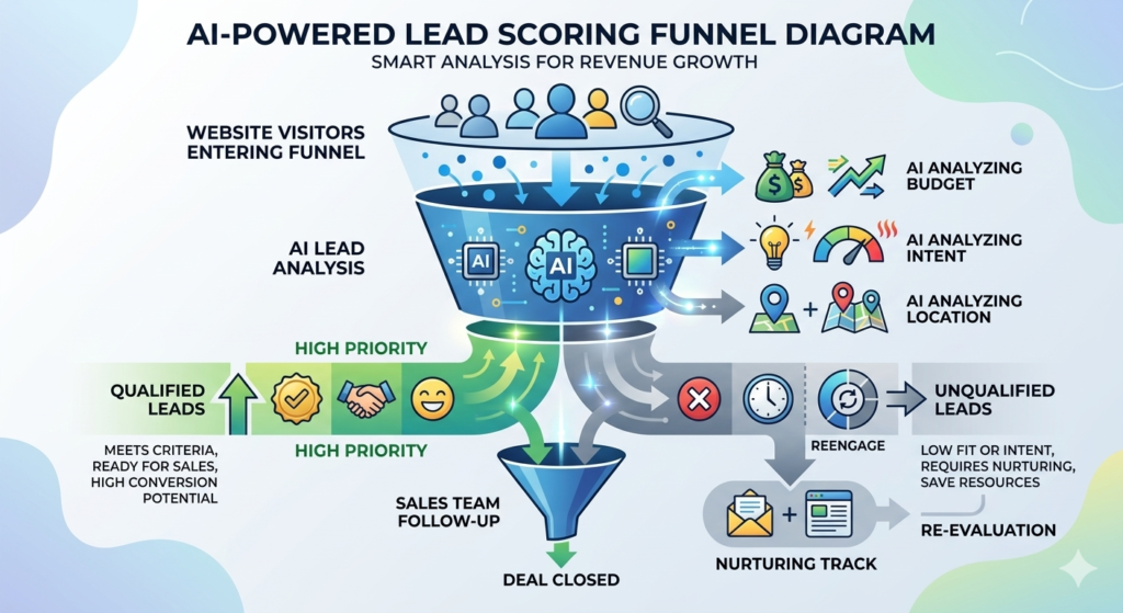 AI lead qualification funnel filtering and scoring business leads