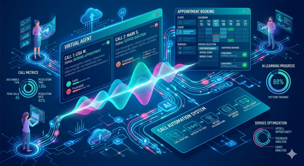 AI voice agent answering customer calls and booking appointments