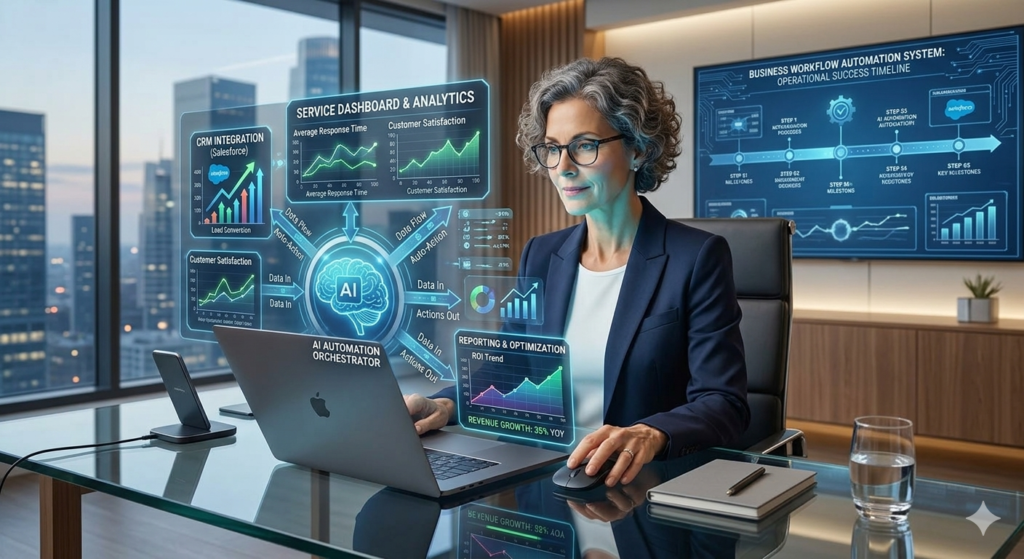 AI automation analytics dashboard monitoring business workflows