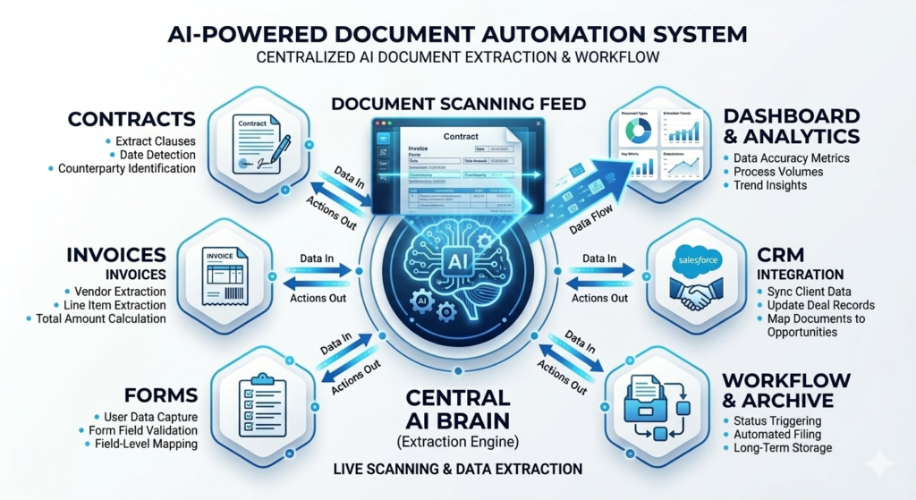 AI document processing extracting data from contracts and invoices